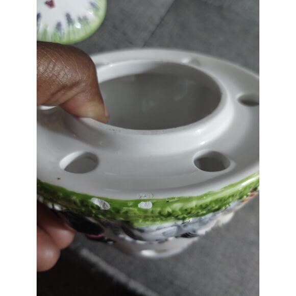 Kitten Kitty Cats Tea Light Candle Stand Ceramic Hand Painted Bees Butterfly - Picture 9 of 9